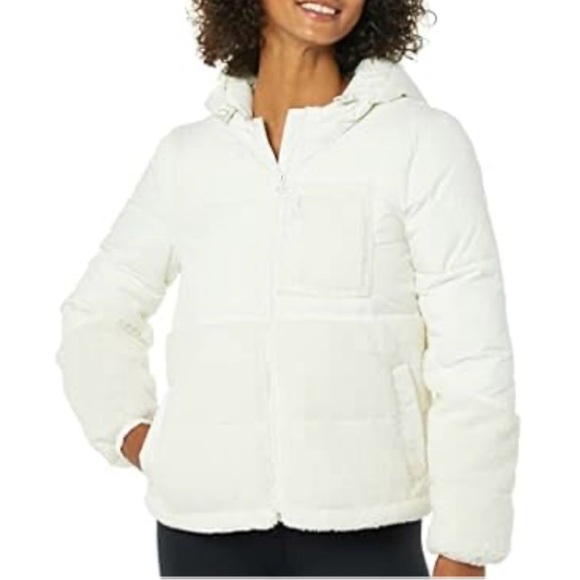 Amazon Essentials Jackets & Blazers - Amazon Essentials Hooded Sherpa Puffer Jacket Ivory XXL